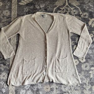 Habitat Cream Linen Blend Button-Up Cardigan